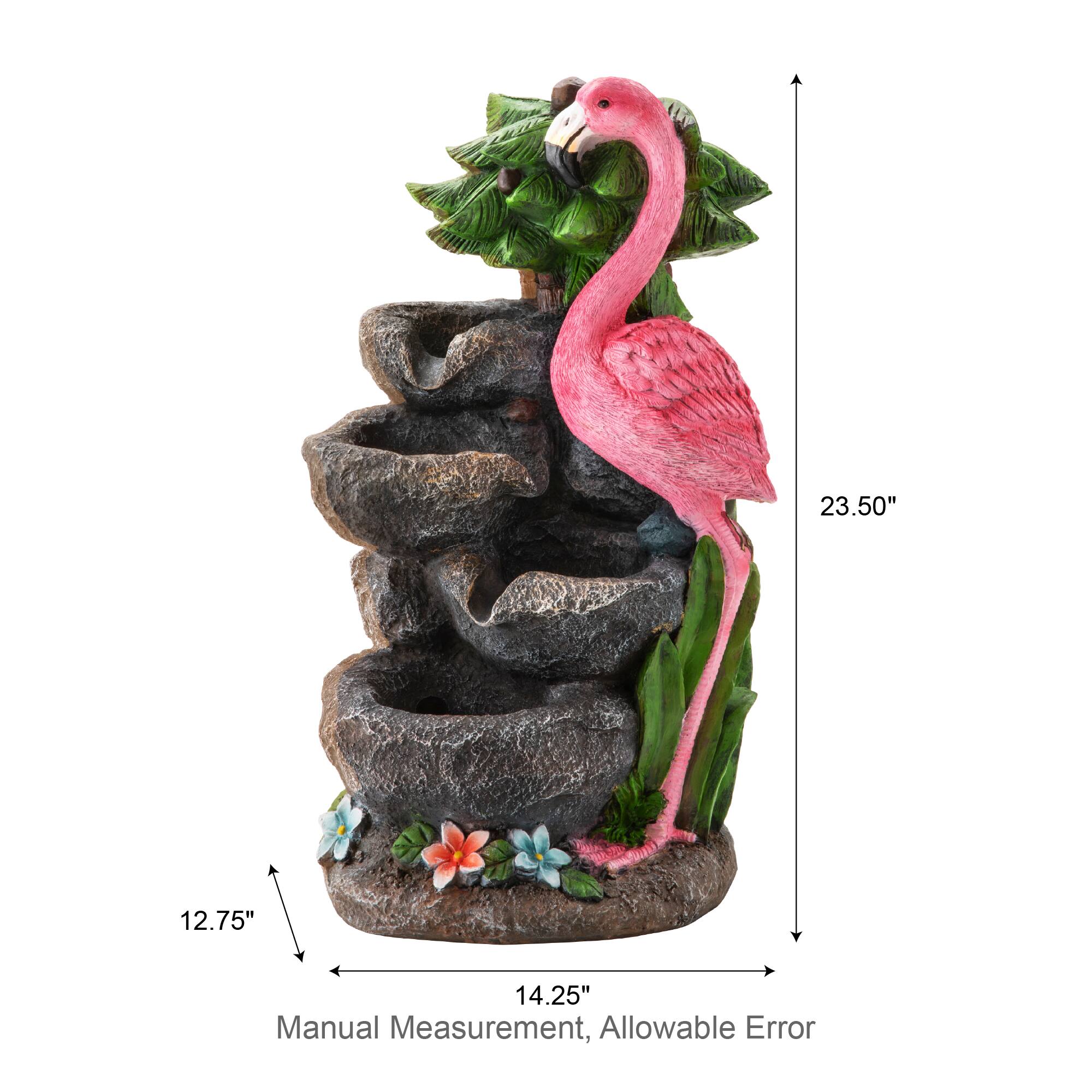 Glitzhome® 23.5" LED 4-Tier Flamingo Outdoor Fountain